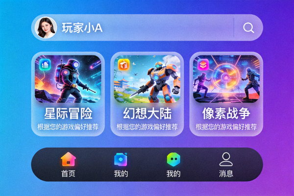 C7娱乐游戏中心的个性化推荐界面