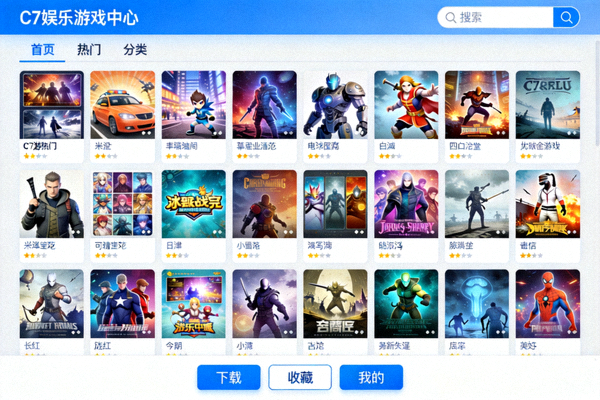 直达C7娱乐游戏中心的海量优质游戏库浏览界面
