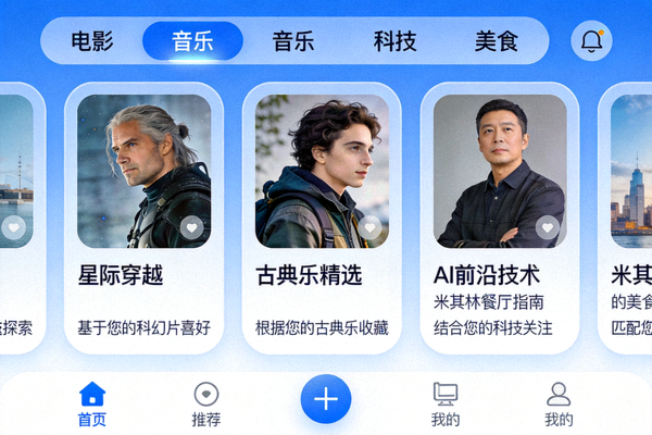 表现根据用户喜好进行个性化内容推荐的系统界面示意图