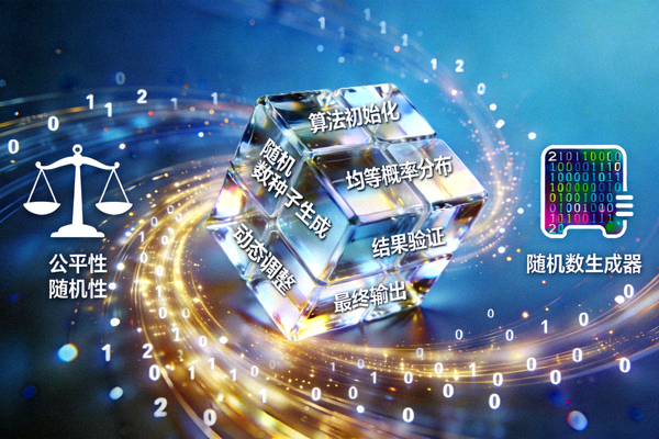 象征公平算法与随机数生成过程的动态可视化图表